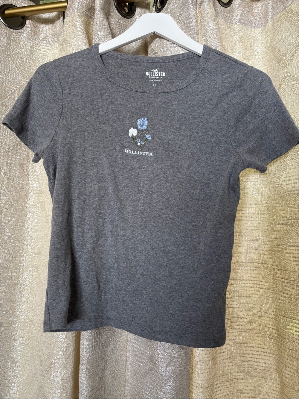 Hollister Gray Logo Crewneck Tee